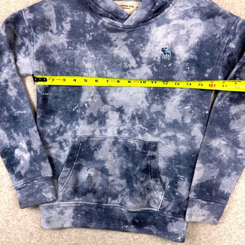 Abercrombie Kids Hoodie Kids 9/10 Blue Good Tie Dye Acid Wash Fleece Pullover - Picture 7 of 9